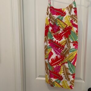 Tropical Leaf Print Mini Dress - Multicolor